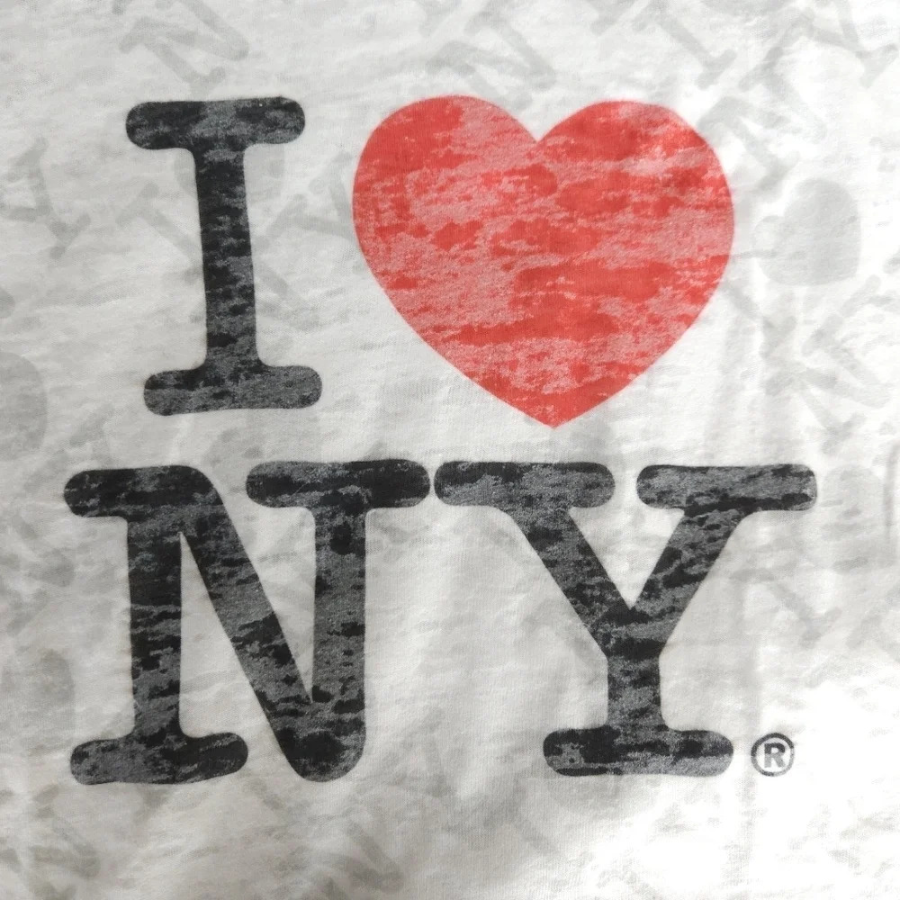 I Love Heart New York Tee Shirt White Burnout Short Sleeve Top - Picture 2 of 9